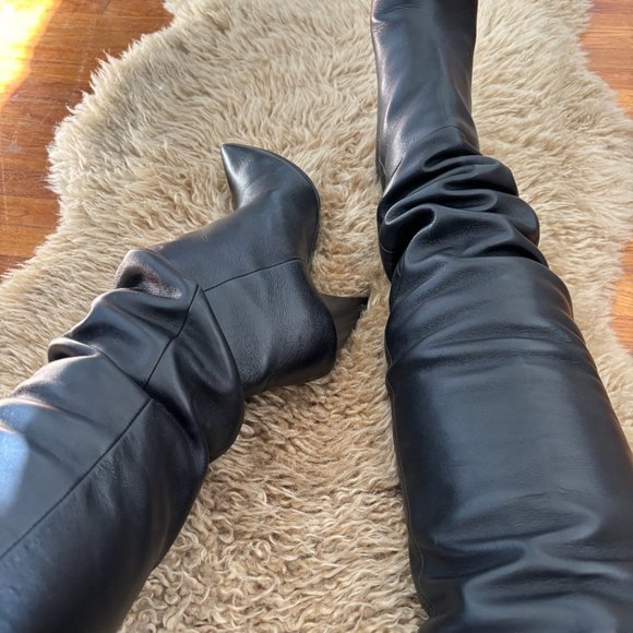 SAINT LAURENT - LEATHER OVER THE KNEE BOOT - Picture 8 of 11